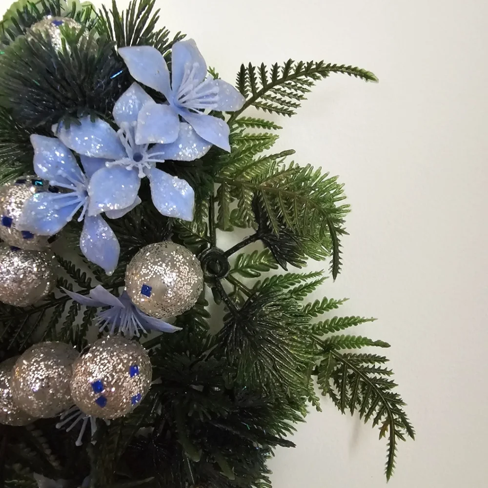 Vintage Mini Icy Blue Decorated Christmas Wreath